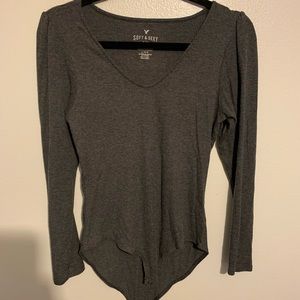 Grey ribbed bodysuit